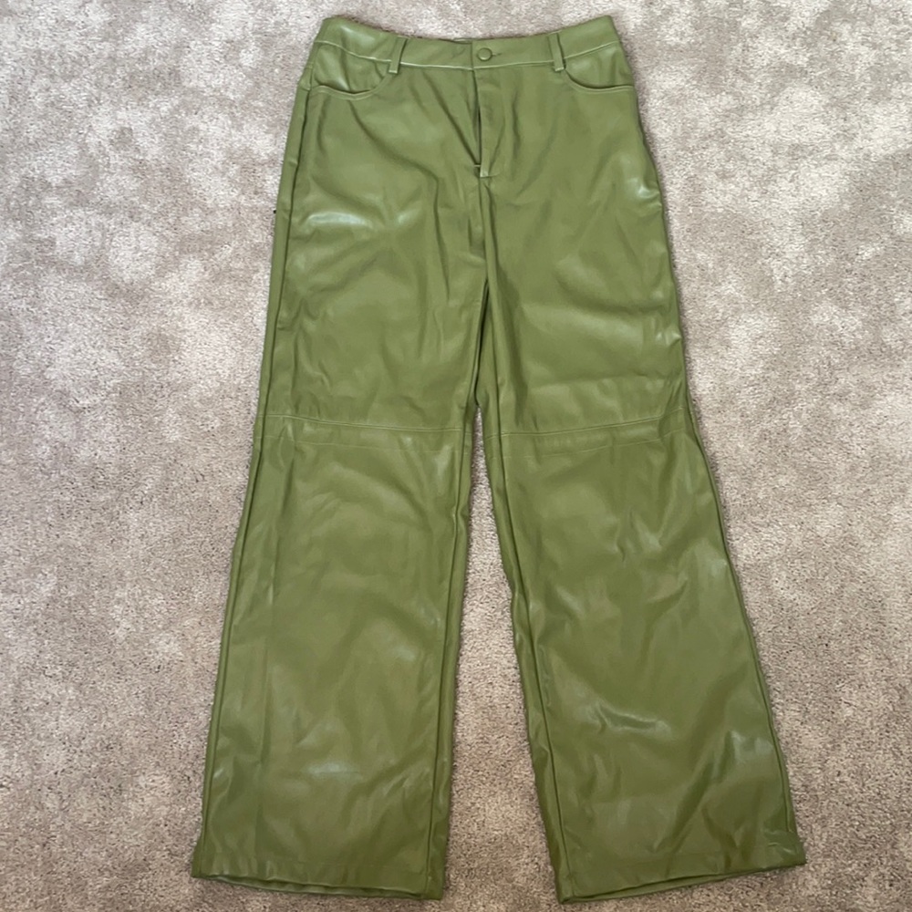 Faux leather pants green from Shein